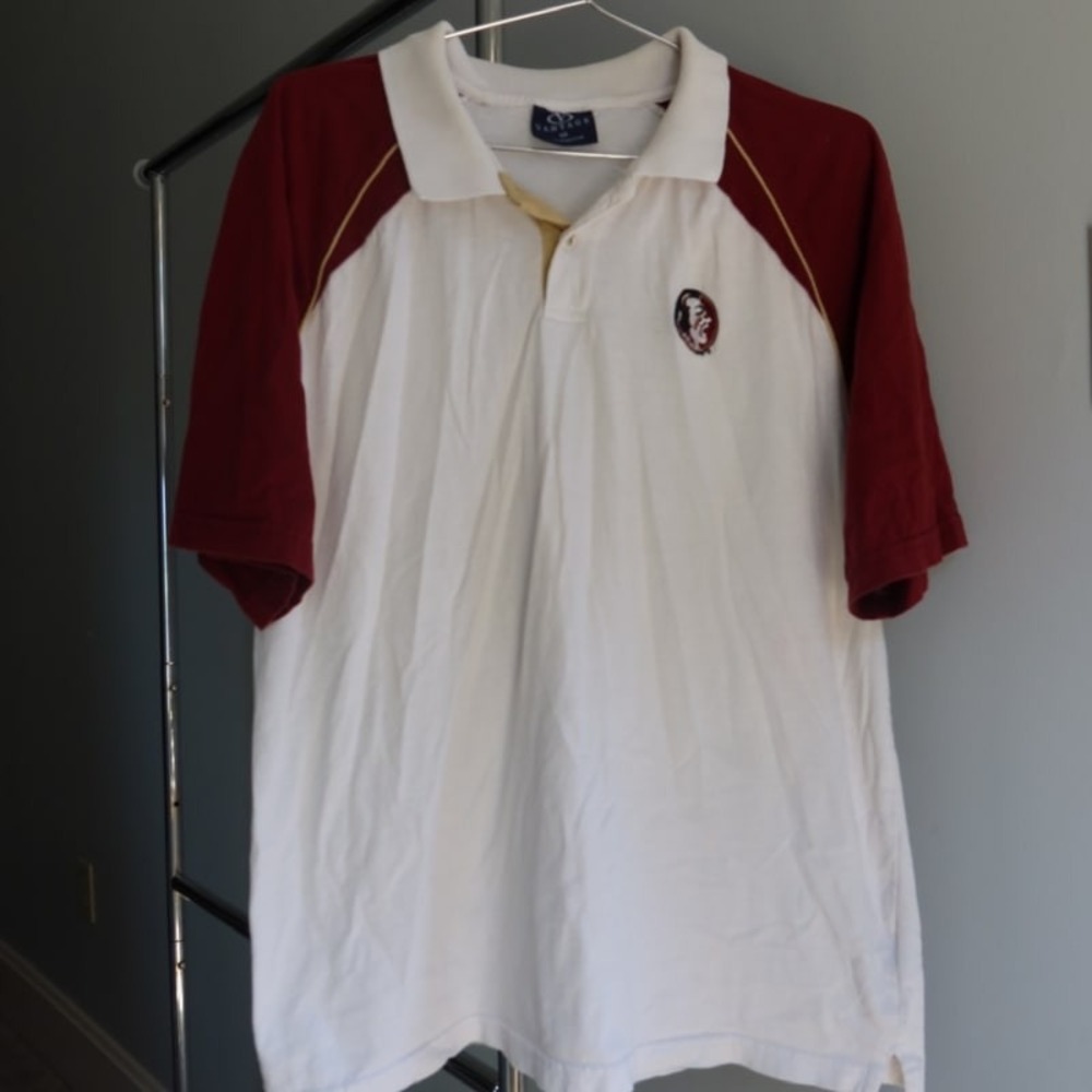 FSU‎ Polo Shirt Men's XL White Red Gold Trim NCAA
